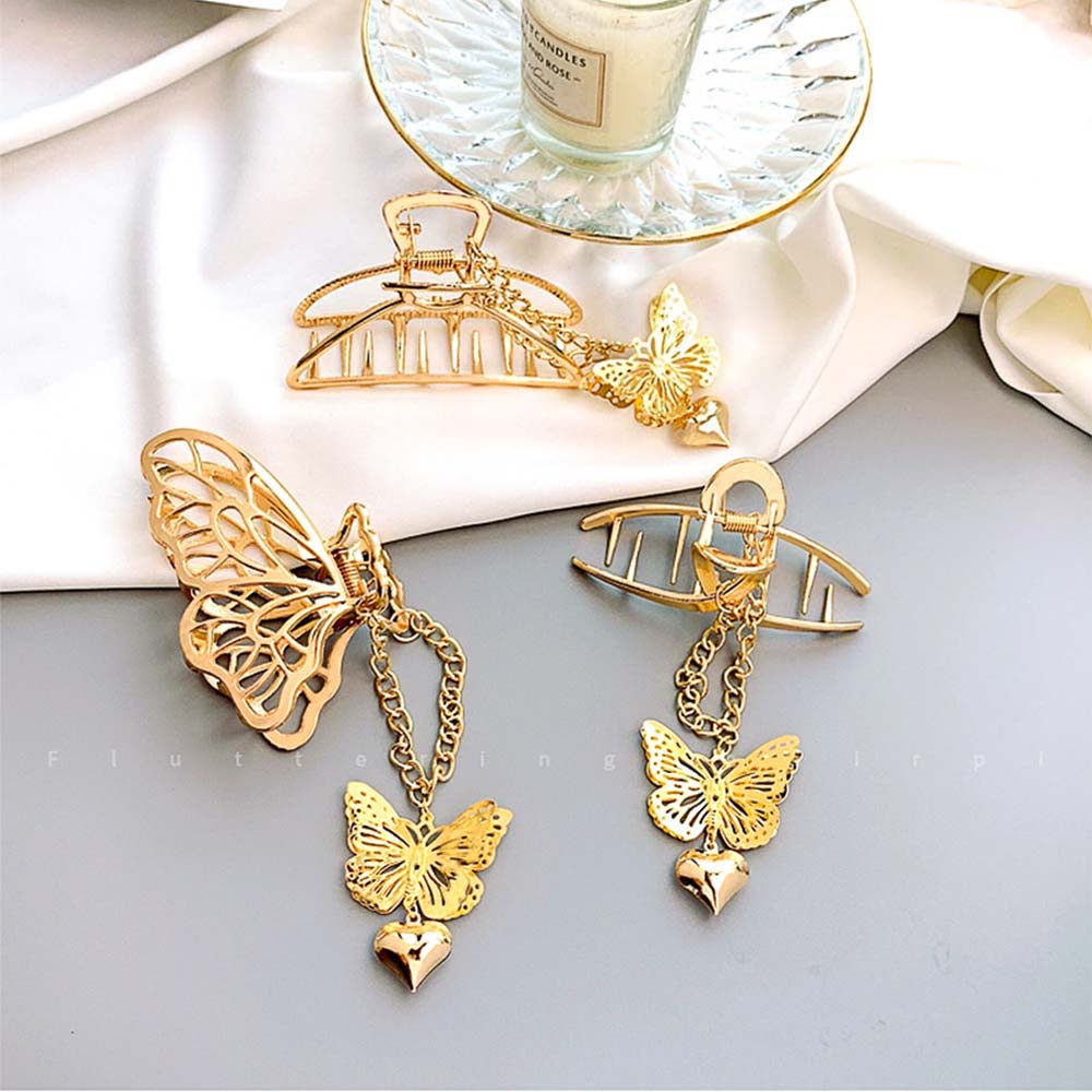 Kẹp Tóc Hình Chữ Nhật Họa Tiết Bướm Thời Trang Cho Nữ