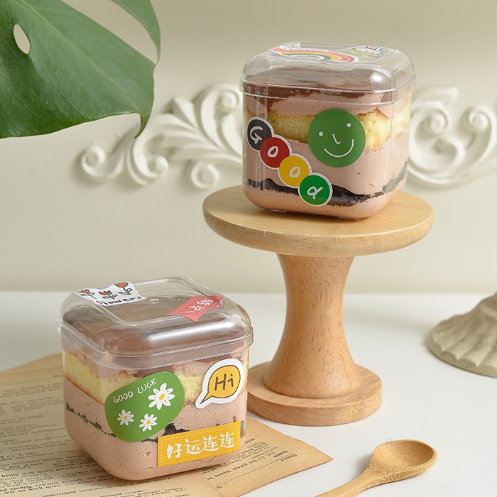 Combo 5 Hộp Nhựa Vuông Kèm Nắp Đựng Bánh mousse size 7.4x8.3cm 250ml GD2013 - Đại Vạn Phát