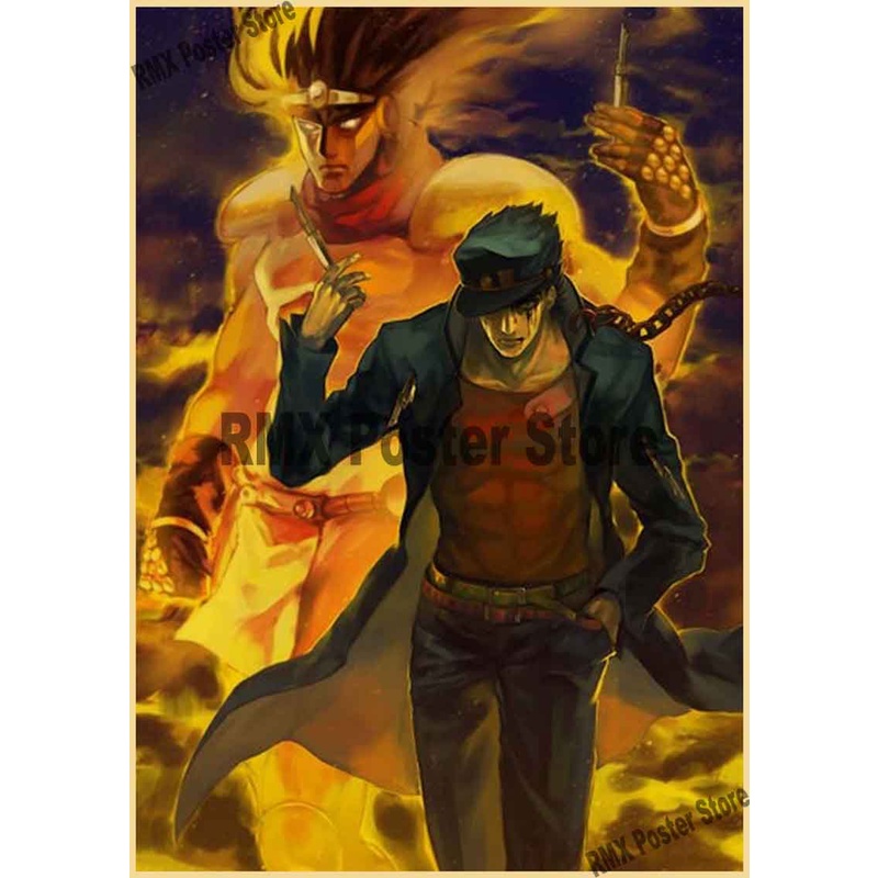 Poster Phim Hoạt Hình JOJO 'S Bizarre Adventure Bằng Giấy Kraft Trang Trí Nội Thất