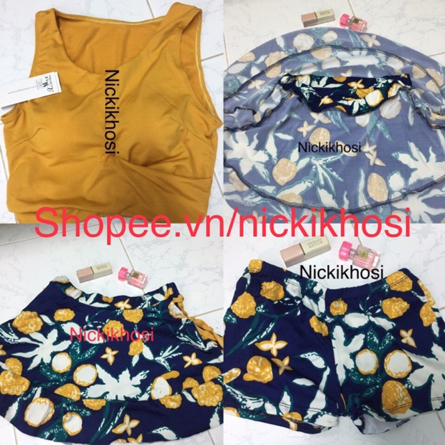 Bộ đồ bơi hai mảnh 3 chi tiết bikini kín đáo tôn dáng áo tắm đi biển mùa hè | BigBuy360 - bigbuy360.vn