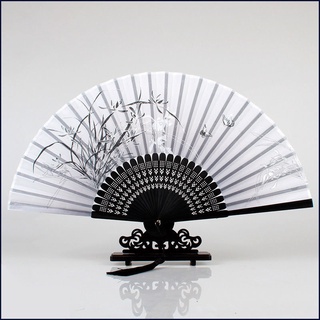 Quạt lụa thân tre cổ trang Lan quân tử, quạt múa trung quốc sang trọng, siêu đẹp, Quạt Giấy Cổ Trang Trung Quốc