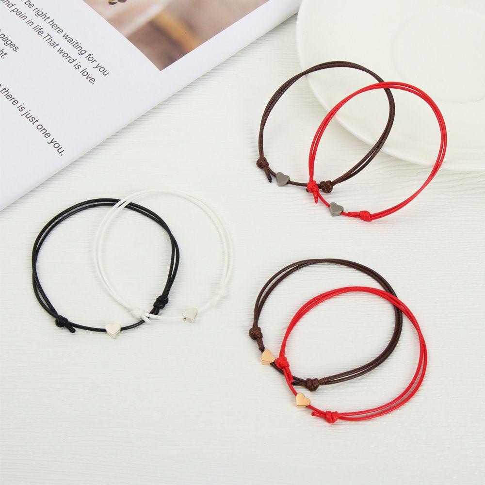 Bộ 2 Vòng Tay Họa Tiết Trái Tim Sáng Tạo Thời Trang Cho Cặp Đôi