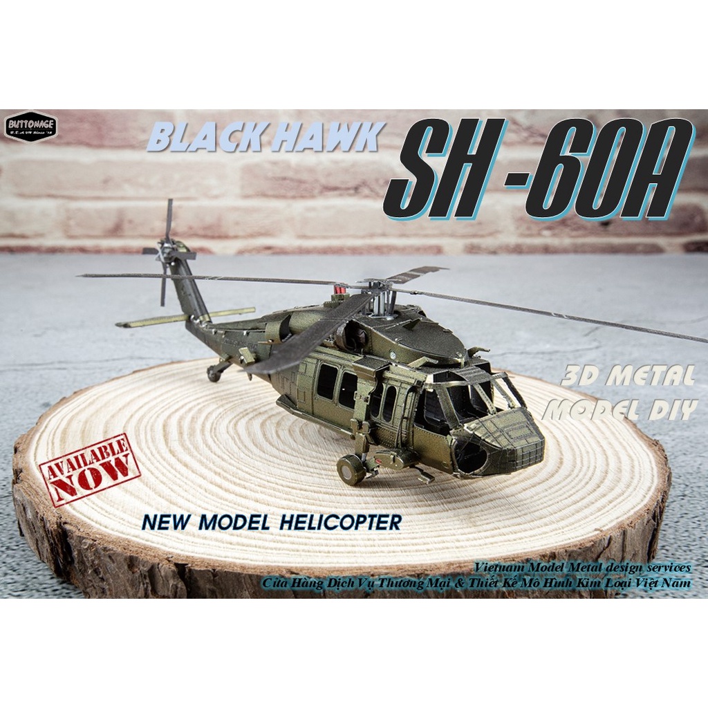 Mô Hình Lắp Ráp 3d Máy bay trực thăng UH-60A  Black Hawk