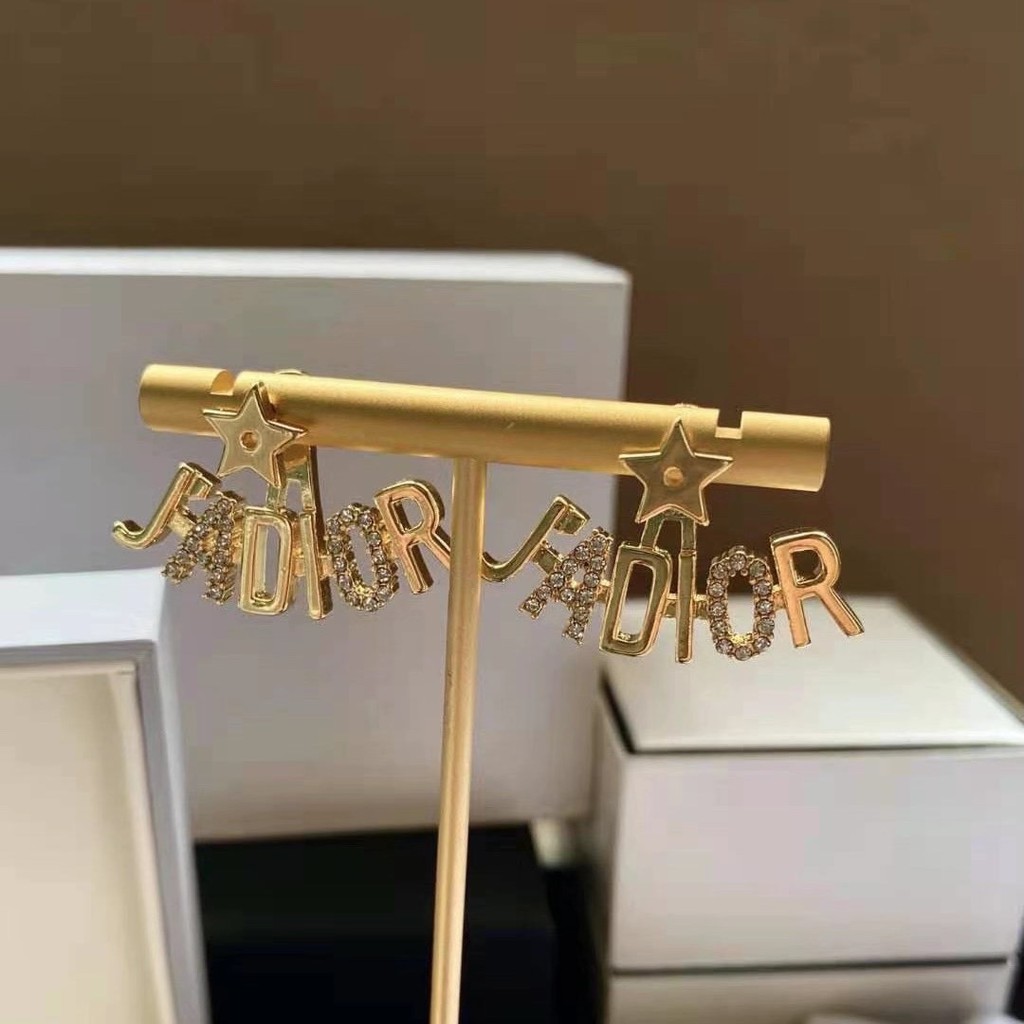 Bông Tai Chữ Đính Đá Lung Linh Hợp Thời Trang Cho Nữ