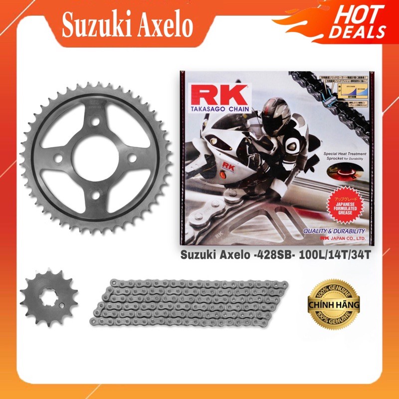 Nhông Sên Dĩa NSD Suzuki Axelo Hiệu RK chính hãng 14/34