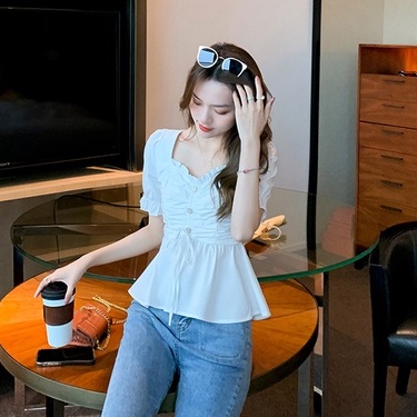 Áo chiffon nữ ZHELIHANGFEI tay ngắn đơn giản thời trang