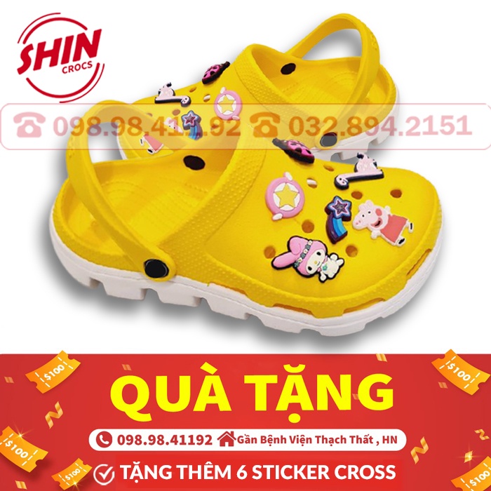 Dép cross cho bé DUET💖FREESHIP💖dép cross cho bé trọn bộ 4 mã SHINCRO7781 tặng thêm 6 jibiiz cross cài dép