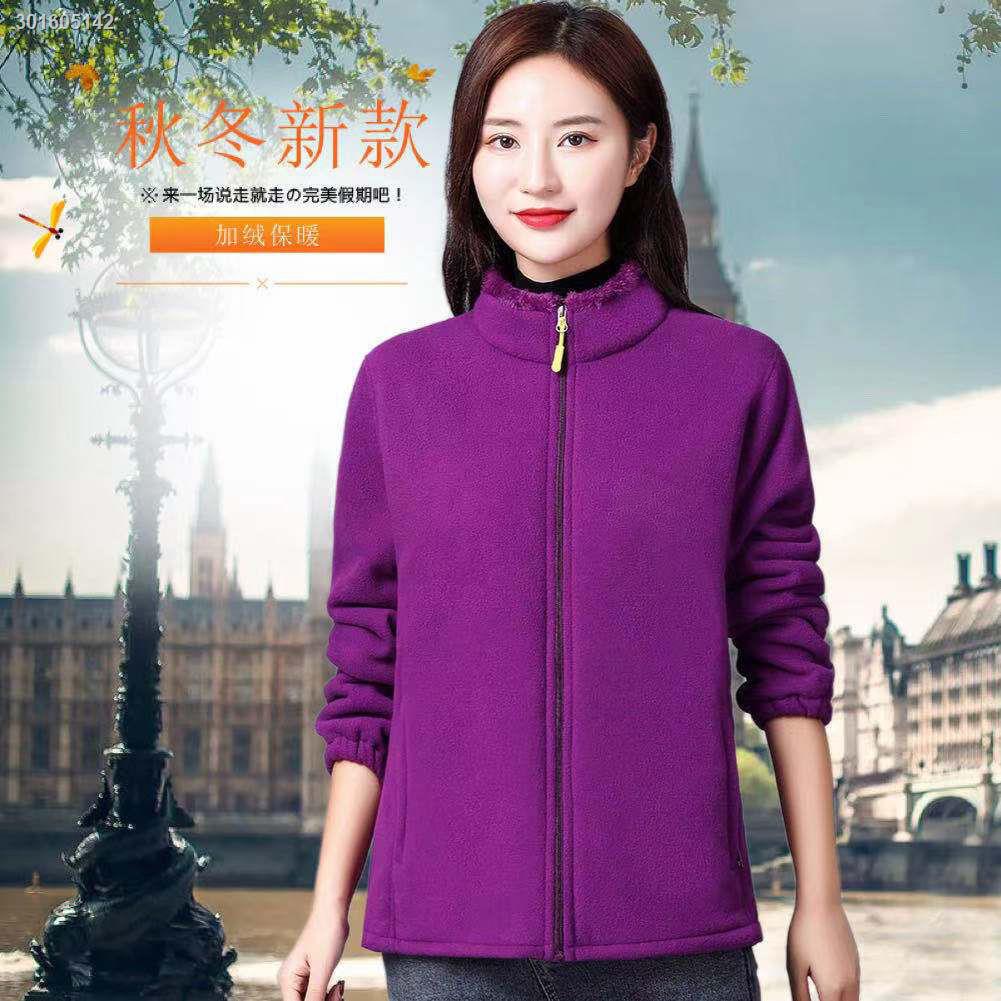Middle-aged and elderly coral fleece stand-up collar jacket women autumn and winter polar fleece long-sleeved sweater plus velvet thickening warm all-match sweater