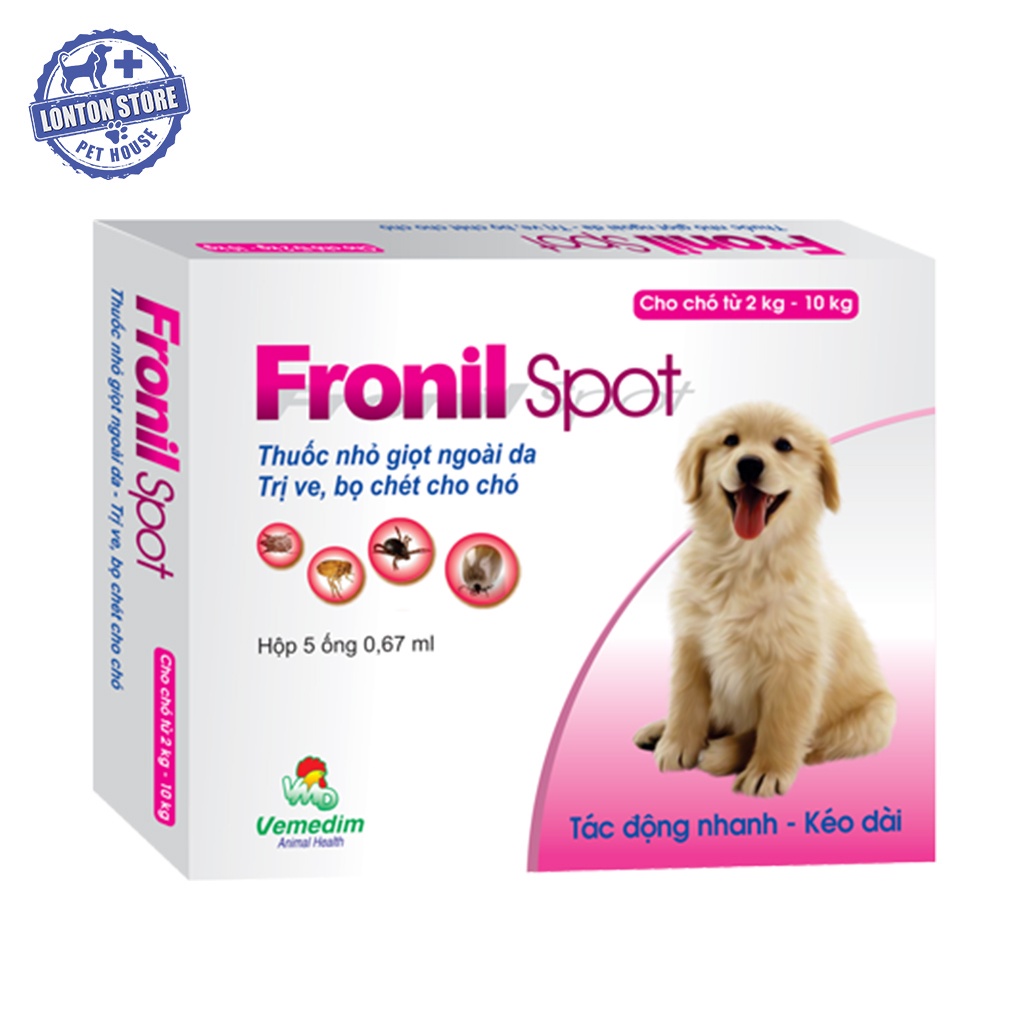 VEMEDIM Fronil Spot - Ống Nhỏ Giọt Ngoài Da Diệt Ve, Bọ Chét Cho Chó Mèo (1 Ống 0,67ml) - Lonton Store