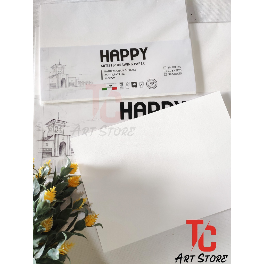 Giấy vẽ chì Happy Drawing dùng cho phác thảo 120/160/200gsm - Xấp 10 tờ