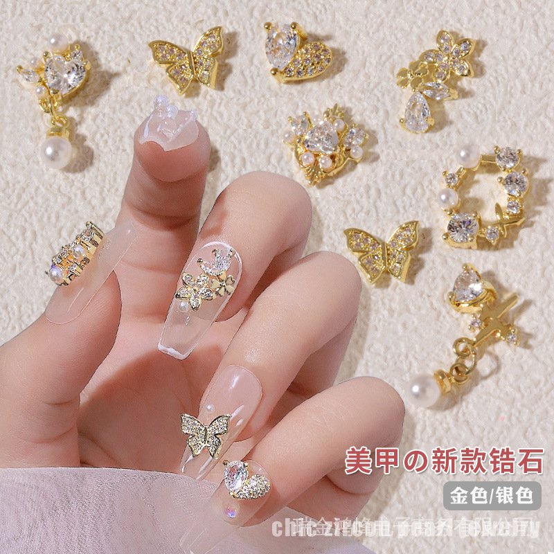 Phụ Kiện Trang Trí Móng Tay Hình Bướm/ Trái Tim/ Ngọc Trai Xinh Xắn