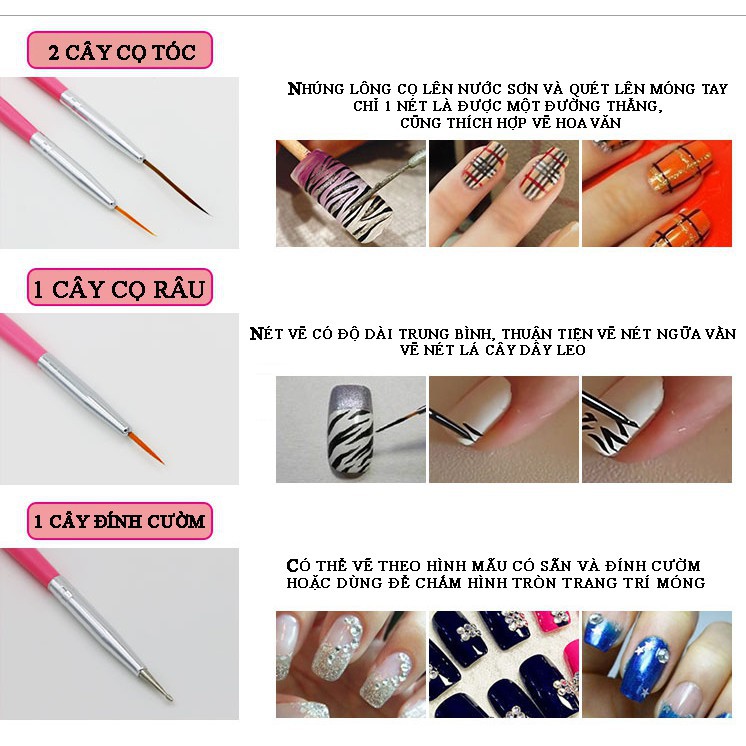 BỘ CỌ SƠN VẼ MÓNG 15 MÓN - DỤNG CỤ LÀM NAIL CHUYÊN NGHIỆP