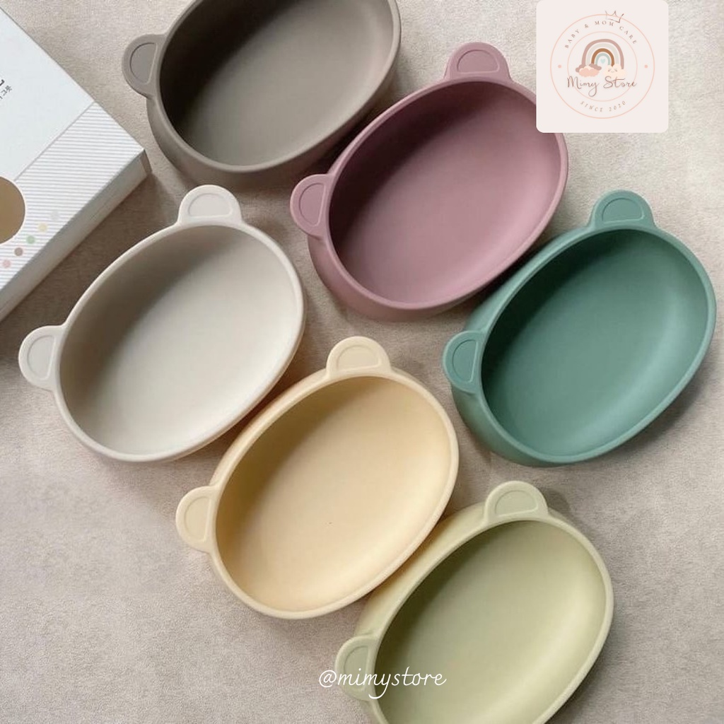 𝐁𝐋𝐔𝐄𝐌𝐀𝐌𝐀 Bát Gấu Cho Bé Ăn Dặm Chất Liệu Silicone