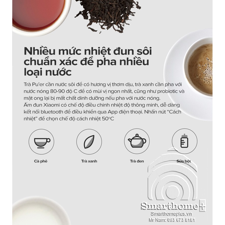 Bình Đun Nước Siêu Tốc Bluetooth Thông Minh 1.5L Xiaomi Mijia K1501