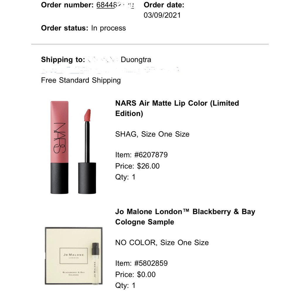 Son kem NARS Air Matte Lip Color Bunny Beauty hàng đủ Bill