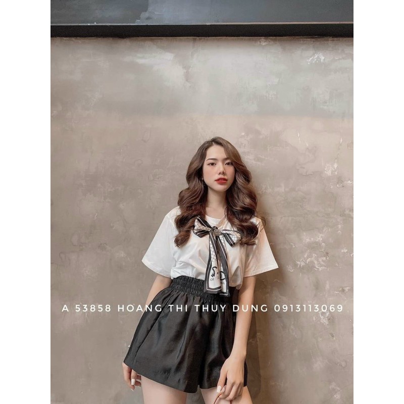 [Mã WASTGO hoàn 10% xu đơn 99k] BÁN SỈ ÁO PHÔNG KÈM NƠ LỤA ĐEN TRẮNG CHO NỮ | BigBuy360 - bigbuy360.vn