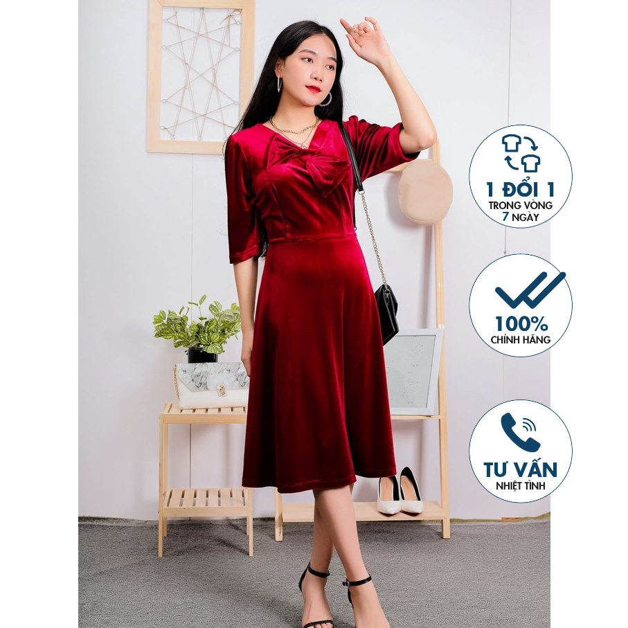 Đầm nhung dáng xòe Emspo DS4167