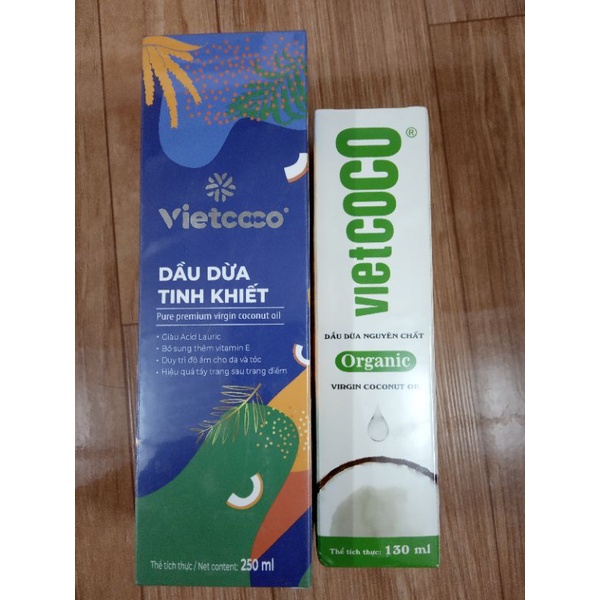 Dầu dừa ép lạnh oganic Vietcoco 130ml, 250ml