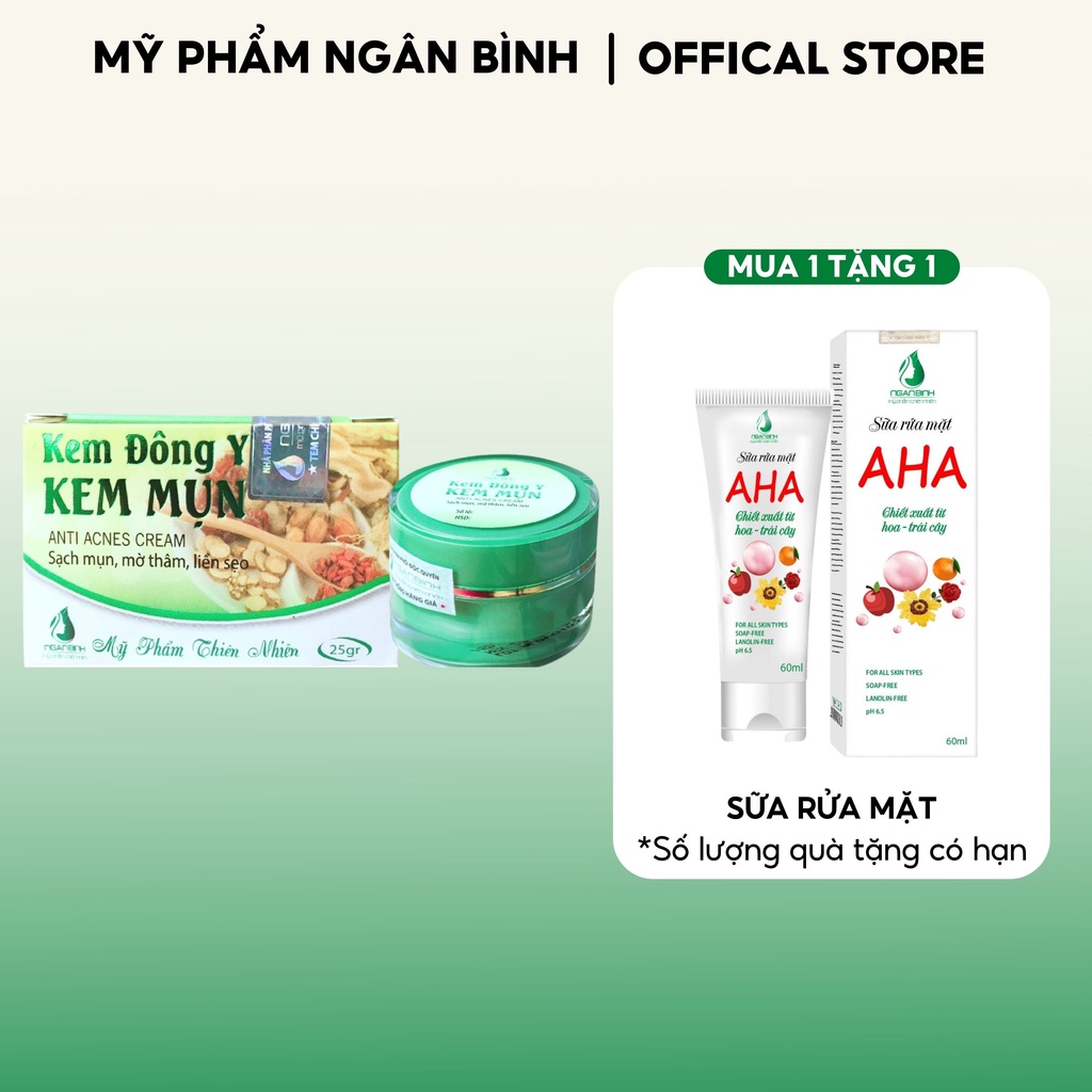 Kem mụn,kem thâm đông y Ngân Bình sạch mụn, trắng da, mờ nám hiệu quả, dành cho da dầu da nhờn