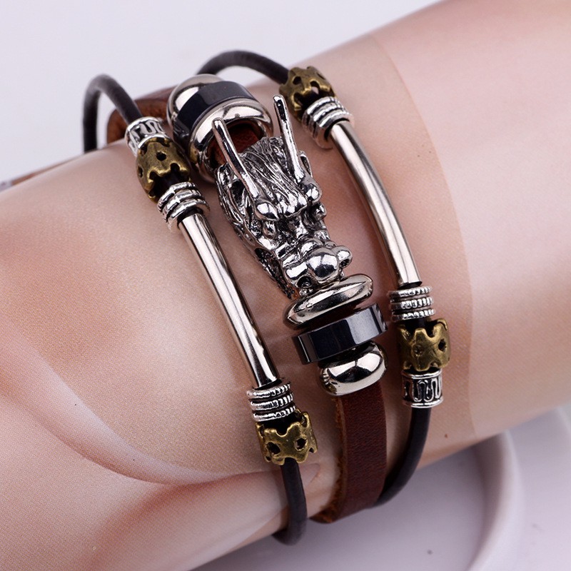 Vòng Tay Da Dây Mặt Kim Loại Tổng Hợp Siêu Sáng Bòng - Diễm Mai Store