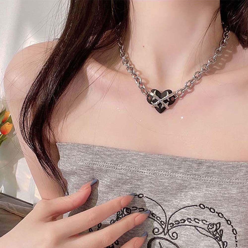 ANEMONE Vòng cổ Mặt Hình Trái Tim Đính Đá Thời Trang Cho Nữ