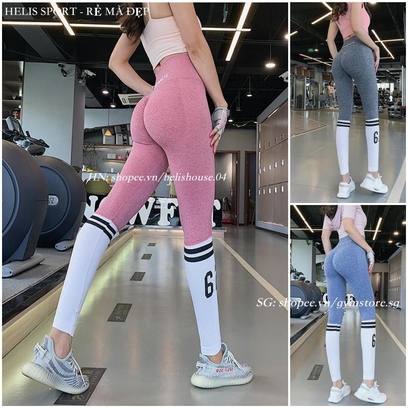 Quần Chun Mông Legging Tập Gym Yoga ❤️FREESHIP❤️ Thun Dệt Cạp Cao Gen Bụng Giá Rẻ GYMSTORE 602