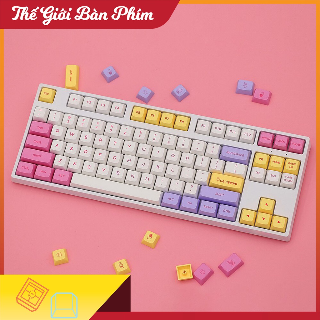 Keycap Ice Cream PBT XDA Profile cho bàn phím cơ đầy đủ 136 phím chính hãng