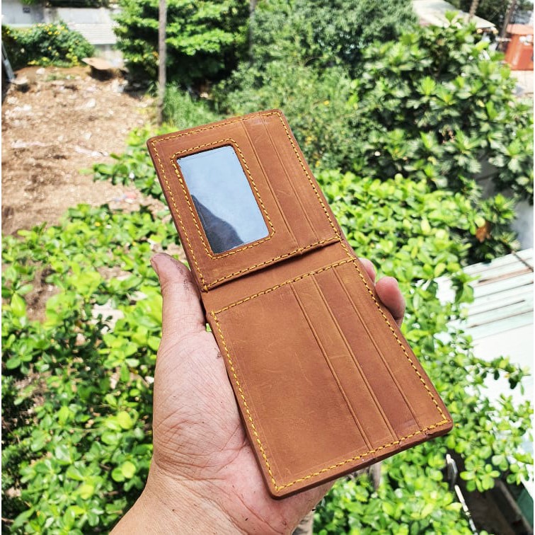 Ví da bò nam cao cấp-da sáp V127- Da thật- BH 24 tháng -Full hộp quà tặng