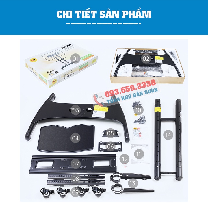 AVA1500 / Giá Treo Tivi Di Động NB AVA1500-60-1P 32 - 70 Inch / Có Bánh Xe Di Chuyển