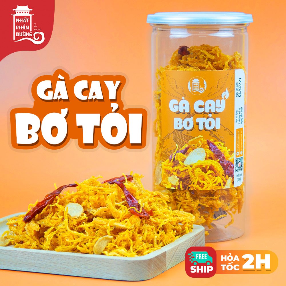 Khô gà bơ tỏi Nhất Phẩm Đường 300g đồ ăn vặt khô gà cay ngậy vị bơ tỏi