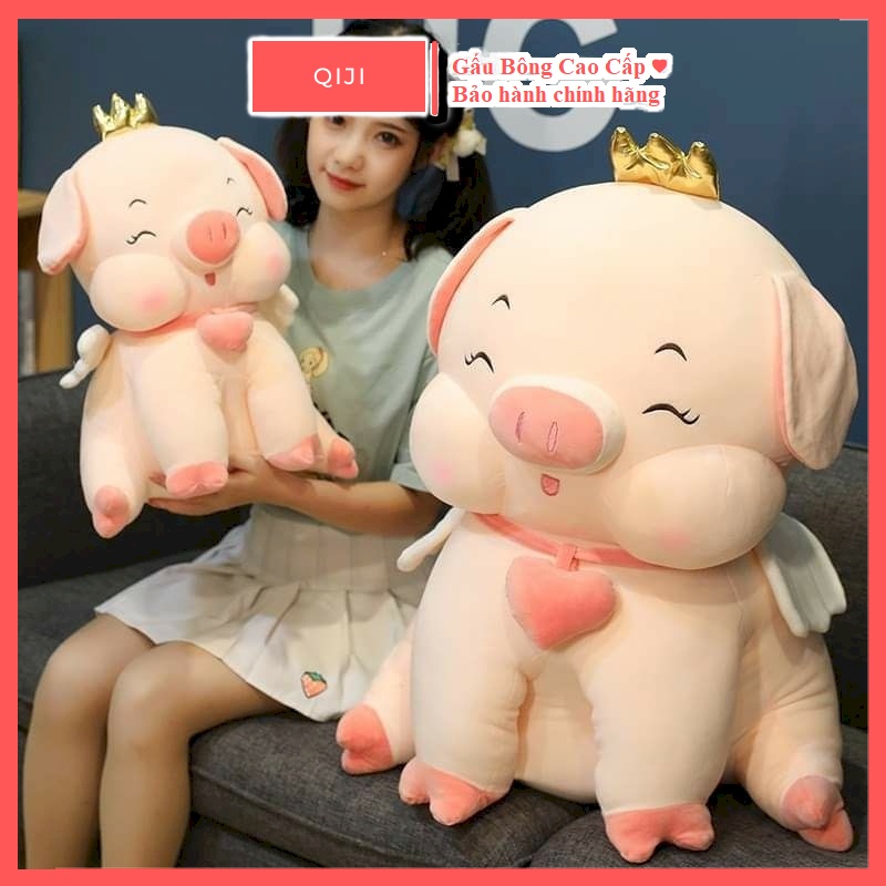 Gấu Bông Heo Vương Miện đáng yêu đủ size, Thú nhồi bông Lợn đeo vương miện, Gấu cao cấp Qiji