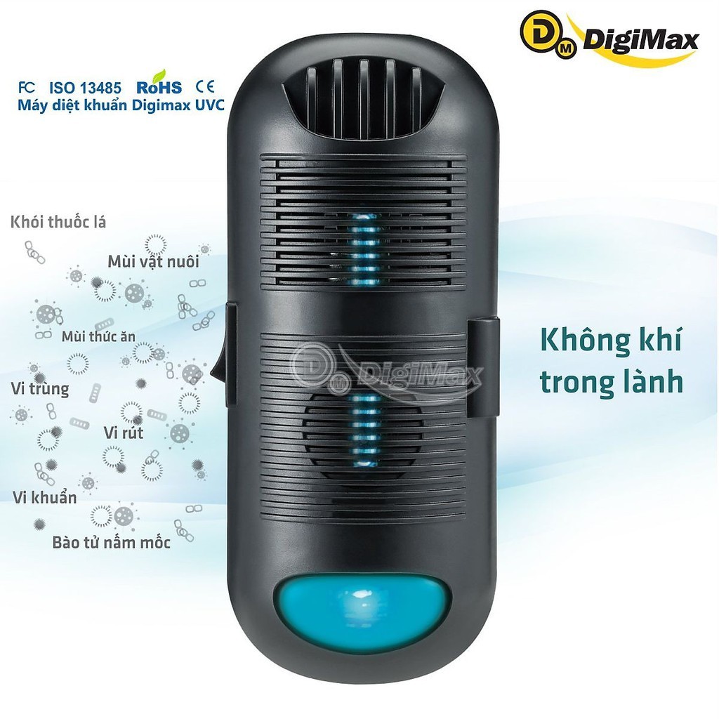 Máy diệt khuẩn phòng kín Digimax UV-C, 30-50m2, 24/7, 10.000hr, AC 220V - Hàng Chính Hãng