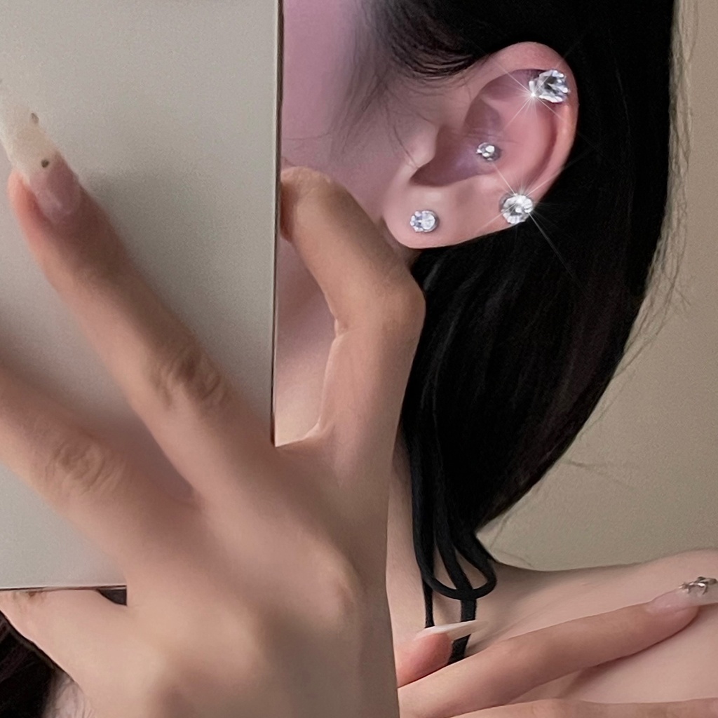 Khuyên Tai Đính Đá Hút Nam Châm Kiểu hip-hop Sáng Tạo Cá Tính Cho Nữ