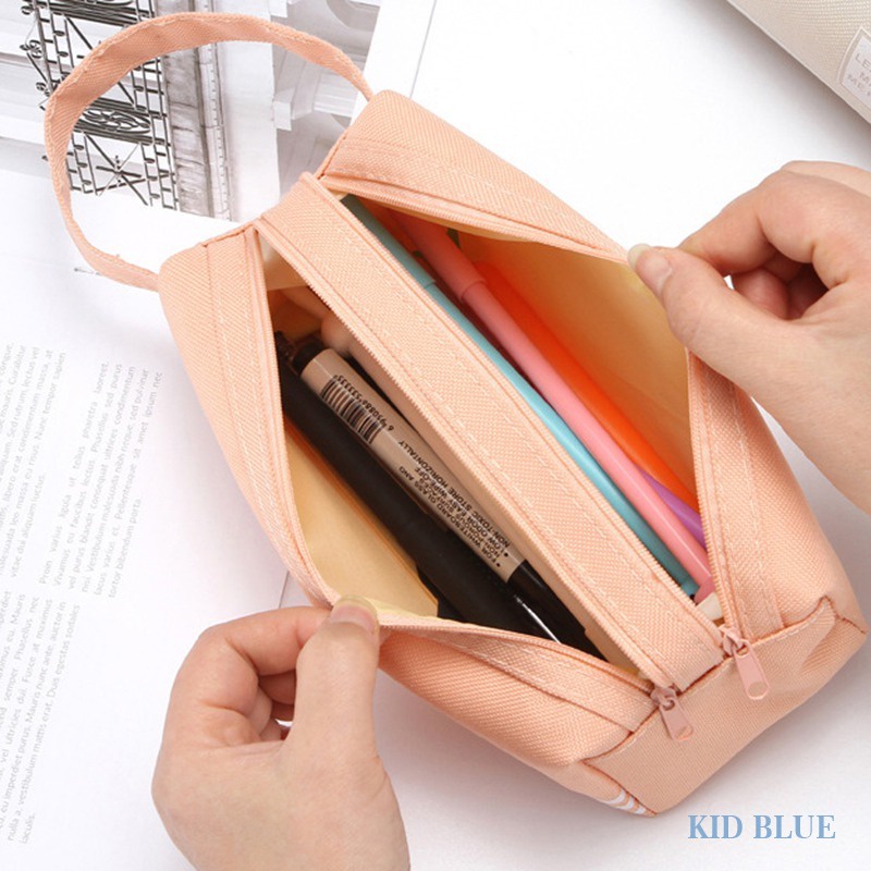 Hộp Đựng Bút Hai Ngăn Bằng Vải Oxford Phong Cách Hàn Quốc Đơn Giản Có Khóa Kéo Cho Học Sinh Tiểu Học