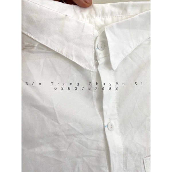 Áo Sơ Mi Trắng Dài Tay Túi Ngực- Áo Sơ Mi Đi Học Chất Dày Đẹp Unisex Form Rộng Ulzzang Hottrend
