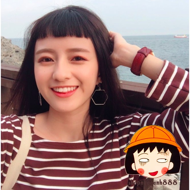 [Ảnh thật 100%] Tóc Mái Giả Ngố Bằng Ngang Trán Cute Hột Me Siêu Tự Nhiên Phong Cách Hàn Quốc !