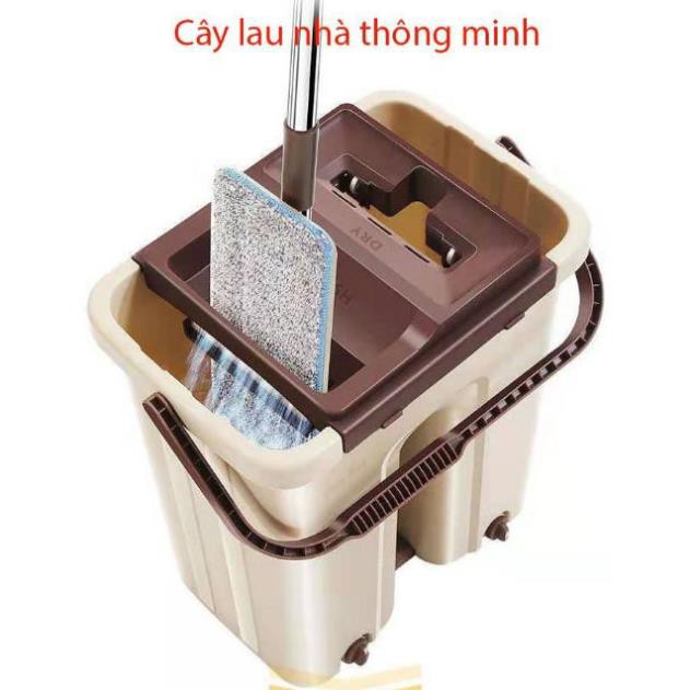 BỘ LAU NHÀ XOAY CAO CẤP, HAI BÔNG, MĂM HÌNH CHỮ NHẬT CỰC SẠCH