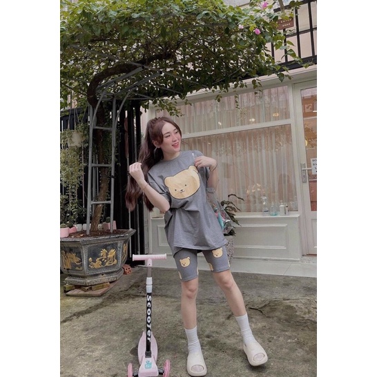 sét bộ đùi in thun tixi cổ tròn ngắn tay