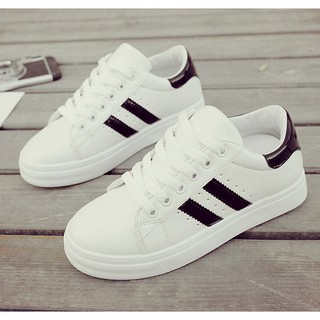 Giay Sneaker Nữ Thời Trang Cao Cấp 2 Sọc ( Trắng Đen )