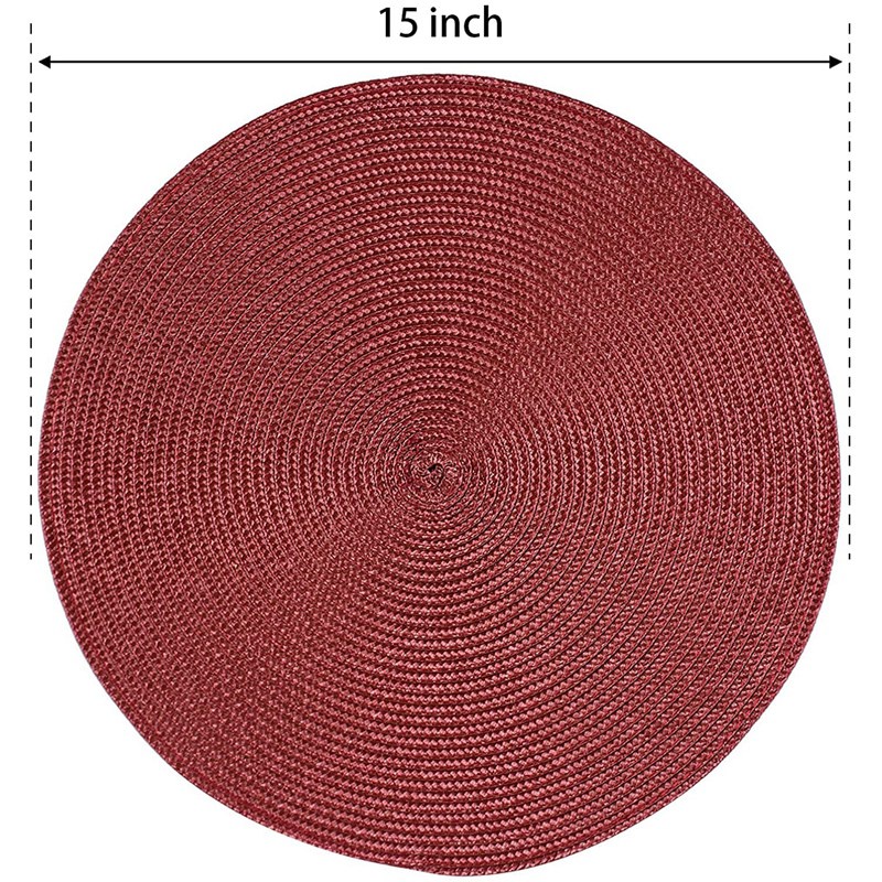Bộ 6 Tấm Lót Bàn Ăn Bện Tròn 15 Inch Chống Trượt Tiện Dụng