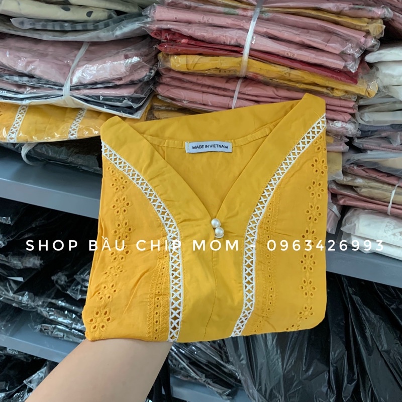 Áo Bầu Babydoll Hoạ Tiết Thêu Xinh Xắn, Chất Liệu Mềm Mát Mẹ Mặc Dễ Chịu, Thoải Mái - AH01