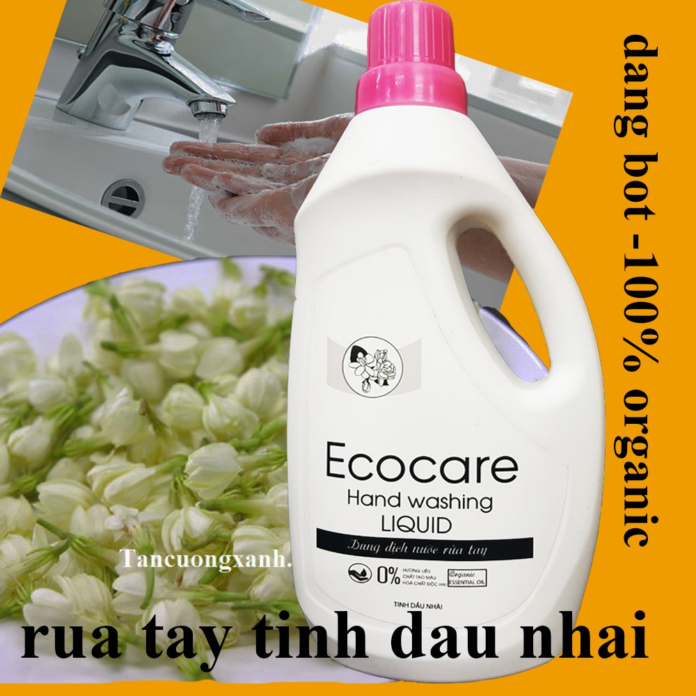Nước rửa tay dạng bọt size 1 lit tinh dầu Hoa Nhài Ecocare,tặng bình xịt bọt free