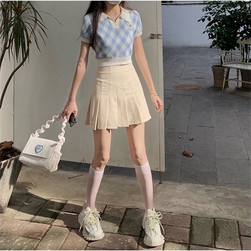 Áo croptop XIAOZHAINV tay ngắn cổ chữ V họa tiết kẻ sọc thiết kế thời trang mùa hè dễ thương dành cho nữ