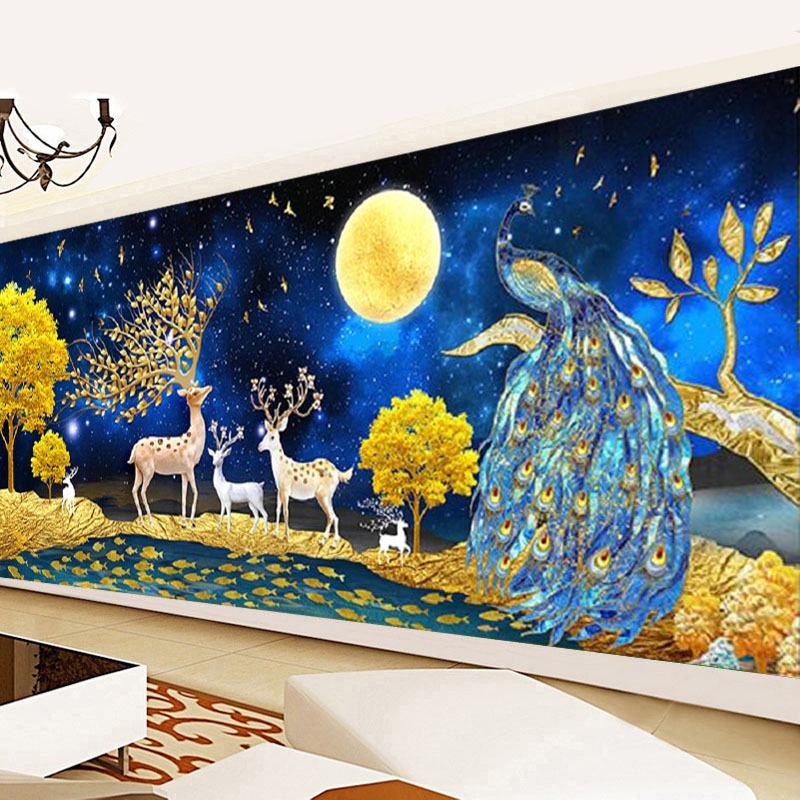 Tranh thêu chữ thập Vinh hoa Phú quý LV3555: 150*70cm - tự thêu