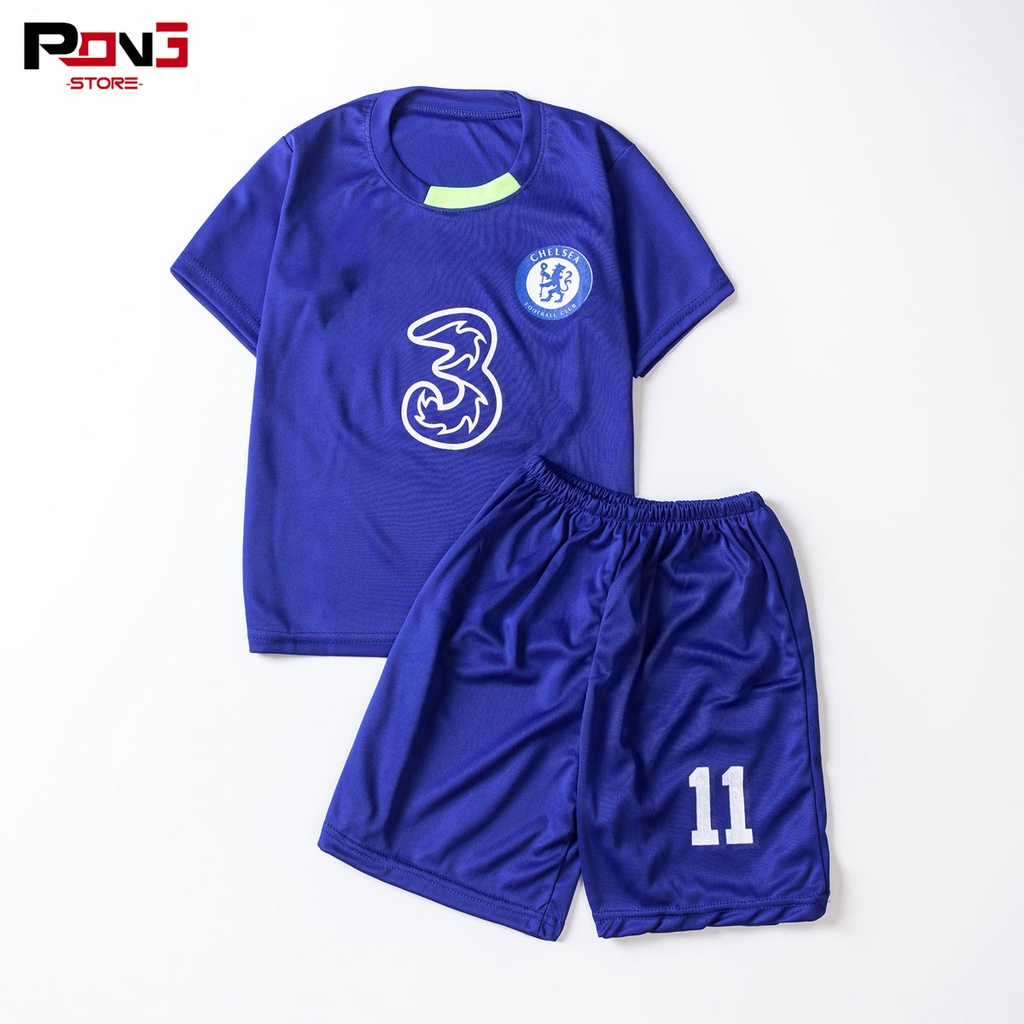 Bộ quần áo bóng đá trẻ em nam,nữ CLB Chelsea chất thun lạnh  cho các bé từ 2 đến 15 tuổi  của Pong__store