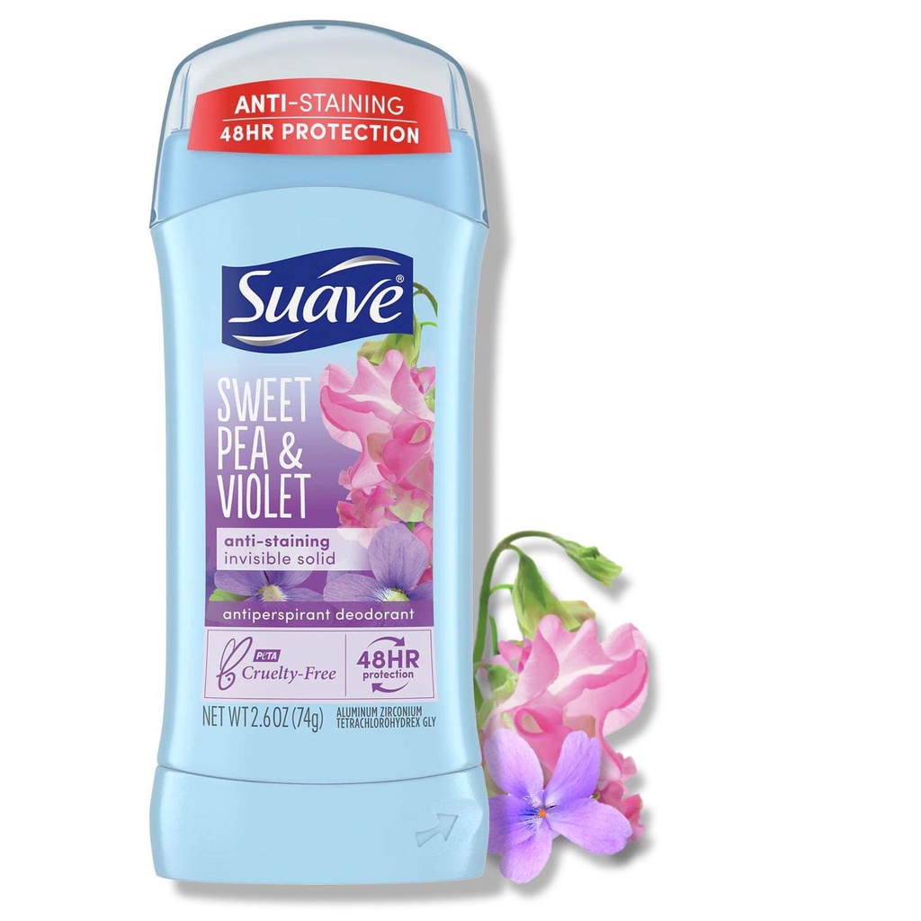 Lăn khử mùi Suave 24 Hours Protection Sweet Pea and Violet 74g  Mỹ