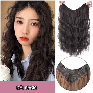 Tóc Giả Xoăn Xù Dáng Chữ V Dải Kẹp 4 Phím Dài 60cm Loại Mỏng Nhẹ Tự Nhiên