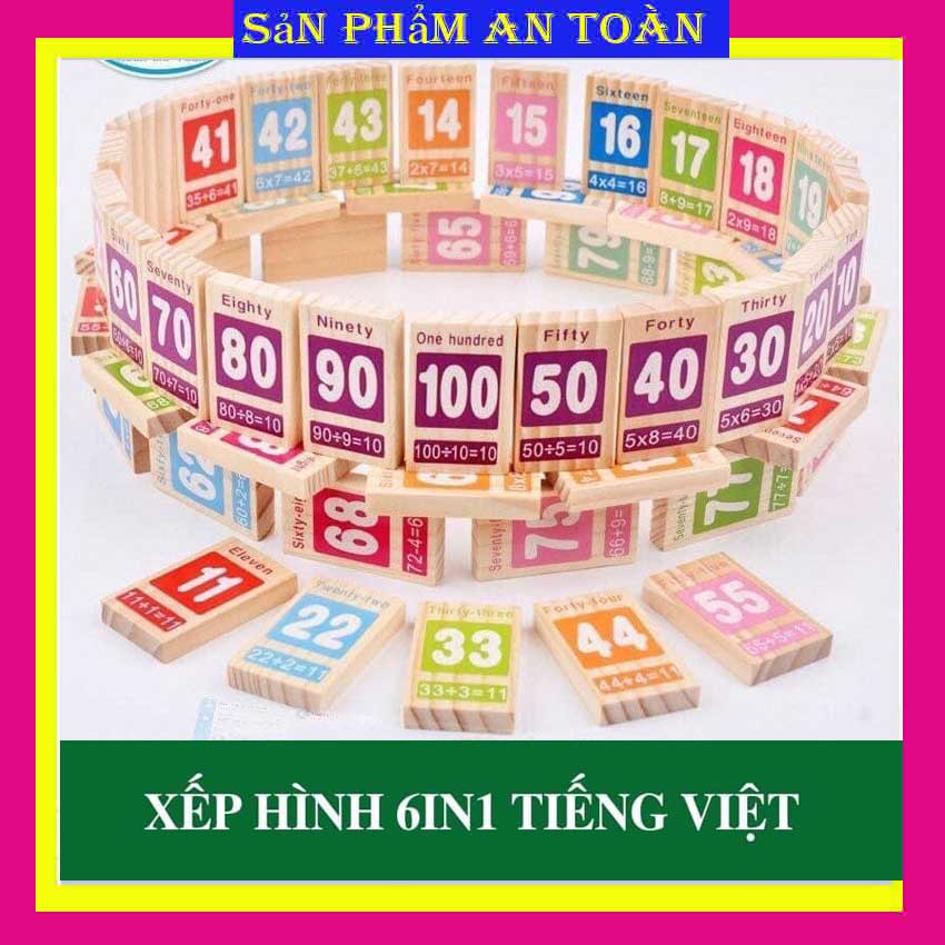 Bộ trò chơi Domino 100 số học toán và tiếng anh dành cho bé yêu
