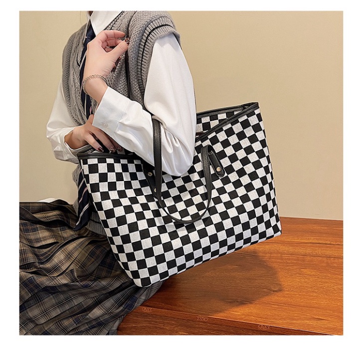 Túi Xách công sở to họa tiết kẻ ô trẻ trung Chất da PU dày dặn-Newtuixchnu
