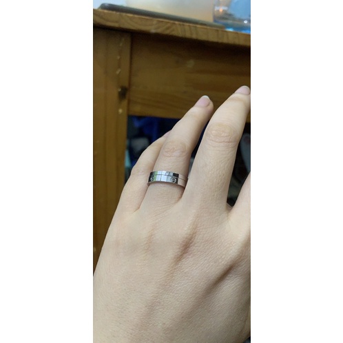 Nhẫn trơn bản vuông mắt xích đôi xoay tròn bạc thật phủ vàng trắng NGỌC MẬU sành điệu